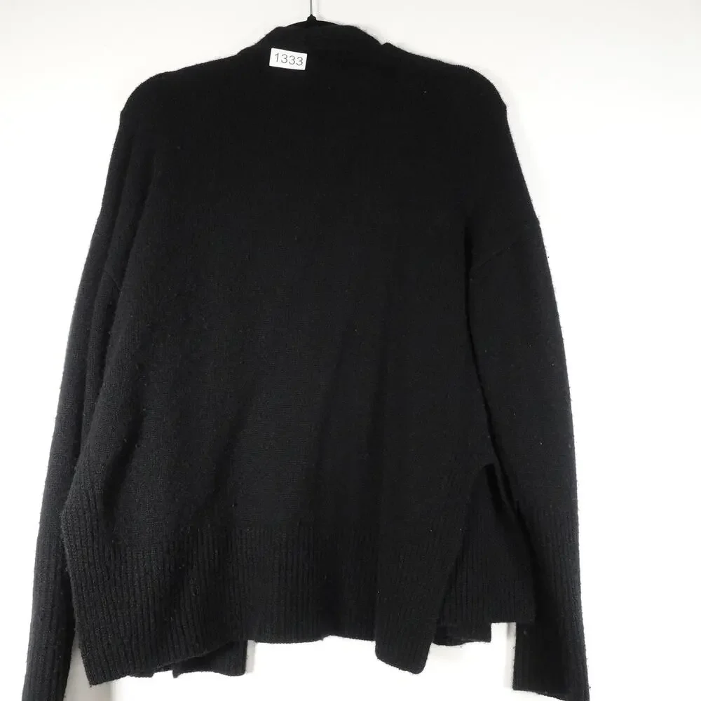 Fair No Belt* Quince Women's S Black Mongolian Cashmere Belted Wrap Sweater
